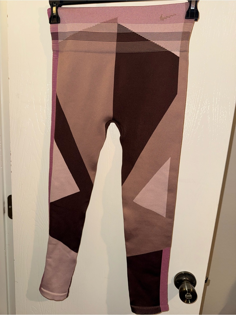 Nike Girls' Geometric Panel Leggings - Mauve & Dark Plum
